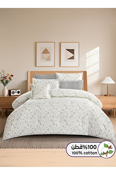 Melen طقم مفرش سرير صيفي مزدوج قطن 100% - 8 قطع – يناسب سرير بمقاس 200x200 - ...
