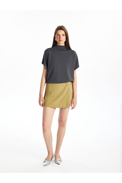 LC Waikiki Peak New Season Standard Fit Plain Linen Blend Women's Shorts Skirt