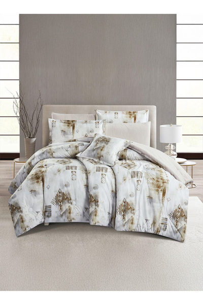 Melen طقم مفرش سرير صيفي كوين وجهين - 7 قطع- يناسب سرير بمقاس 200x160 - ويلز ...