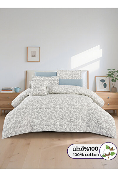 Melen طقم مفرش سرير صيفي مزدوج قطن 100% - 8 قطع – يناسب سرير بمقاس 200x200 - ...