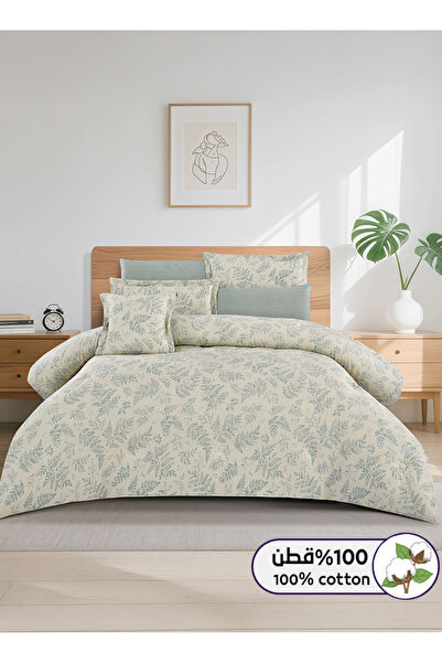 Melen طقم مفرش سرير صيفي مزدوج قطن 100% - 8 قطع – يناسب سرير بمقاس 200x200 - ...