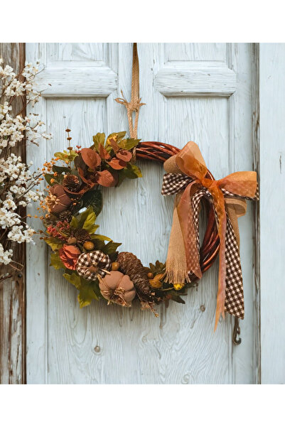 CUTESTUFFSHOP Kabak Konseptli Kurdeleli Kapı Süsü ,Bahçe Kapı Süsü,Dış Kapı Süsü