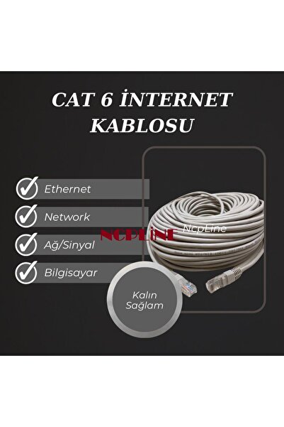 EYE PC 20 Metre Cat 6 Ket 6 Internet Modem Kablosu Pc Modem Arası 20 Mt