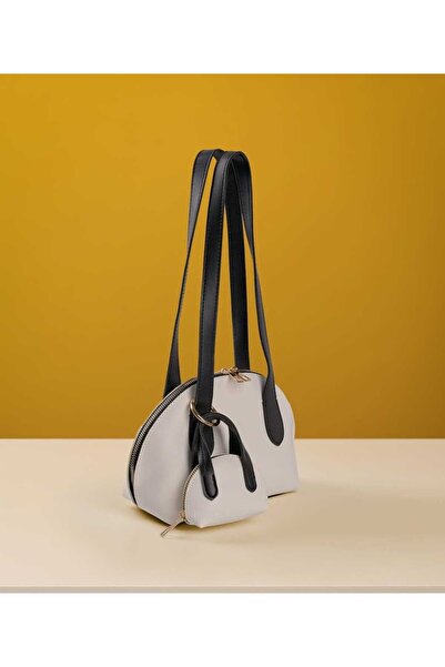 ÖZÜM TAKI Geantă de umăr și de braț pentru femei, albă, neagră
