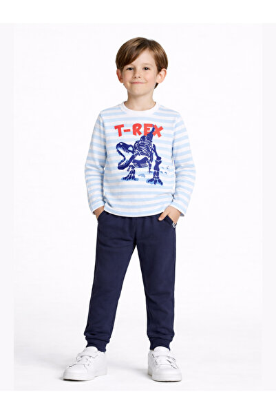 Casabony طقم بنطلون تي ريكس مخطط باللون الأزرق