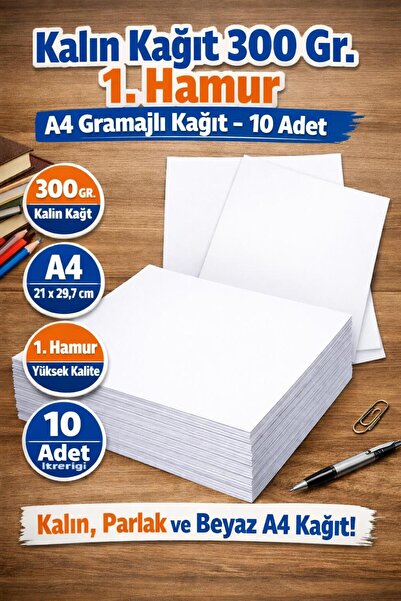 orbak 300 gr A4 Kalın 1. Hamur Kağıt (10'lu Paket) – Hobi, Davetiye ve Profes...
