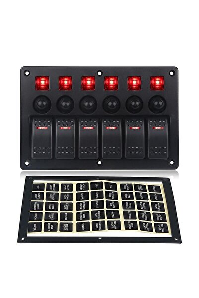 Somay Store BFY 6’lı Switch Panel Otomatik Sigortalı Kırmızı Işık Ölçüler: 18...