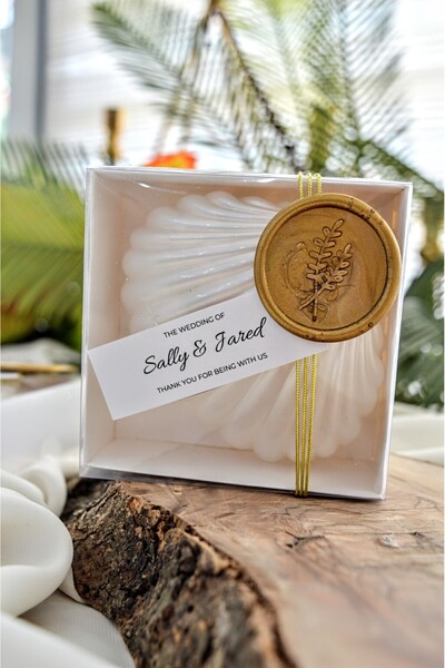 DECORA HOBİ 20 Adet Kutulu İstiridye Mum Söz, Nişan, Nikah, Kına, Düğün, Doğu...