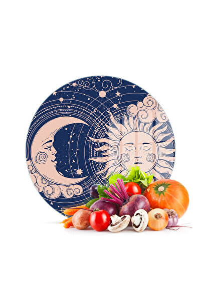 Decovetro Glass Cutting Board and Presentation Plate Round Horoscope Vintage ...