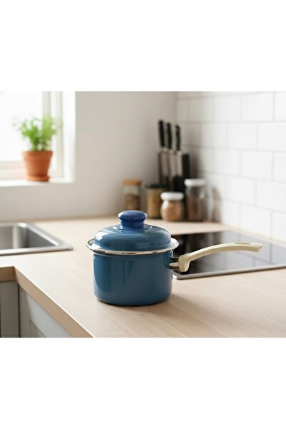 EmayeBurada Flame Enamel Milk Pot & Sauce Pot & Egg Poaching Pot Mini Turquoi...