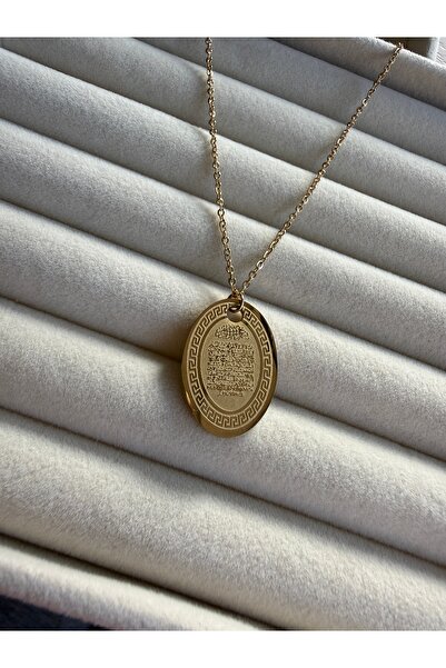 LUSORA ACCESORY قلادة بيضاوية الشكل باللون الذهبي - قلادة نسائية أنيقة مع تفا...