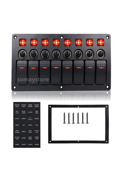 SomayStore BFY 8’li Switch Panel Otomatik Sigortalı Kırmızı Işık Ölçüler: 237...