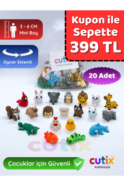 Cutix Organik Çeşitli Mini Figür Eğitici Oyuncak Hayvanlar Çiftlik Hayvanları...