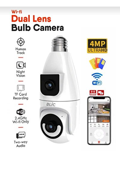Blic 4MP Çift Lens Ampul IP Kamera | 360° Panoramik WiFi Akıllı Güvenlik Kame...