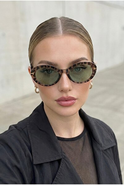 REN EYEWEAR Siena Women's Leopard Frame Green Glass Oval Sunglasses – Accesso...