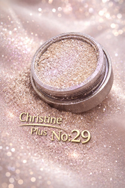 Christine Plus Toz Yapıda İnce Işıltılı Göz Farı - Krem Altın Lila Işıltılı N...