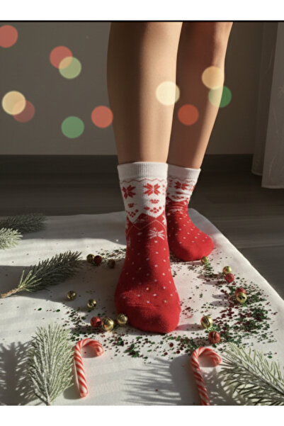 liyora Yeni Yıl Ruhunu Yansıtan: Kırmızı Beyaz Kar Tanesi Desenli Termal Kışl...