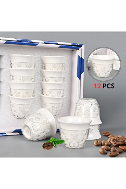 Generic 12-piece ceramic coffee and tea cup set, high-rise, modern, luxurious...