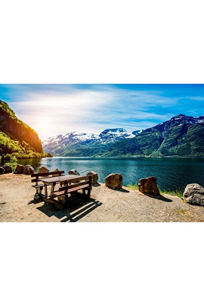 Zumzeria Tablou Canvas Relaxing Mountain Lakeview, 80x50cm, tabloucanvas72,
