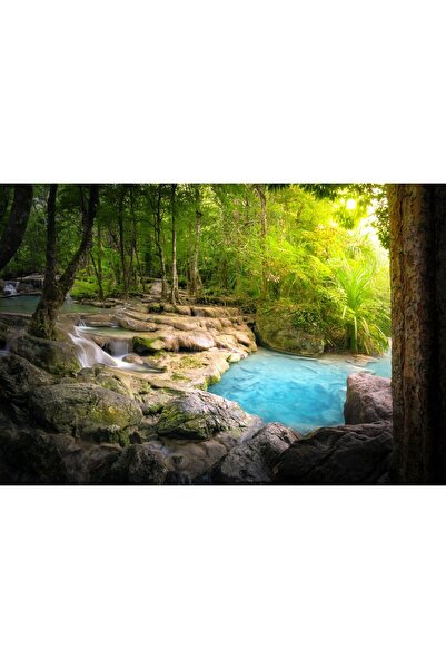 Zumzeria Canvas Painting Blue Magic Forest Water, 80x50cm, tabloucanvas73,