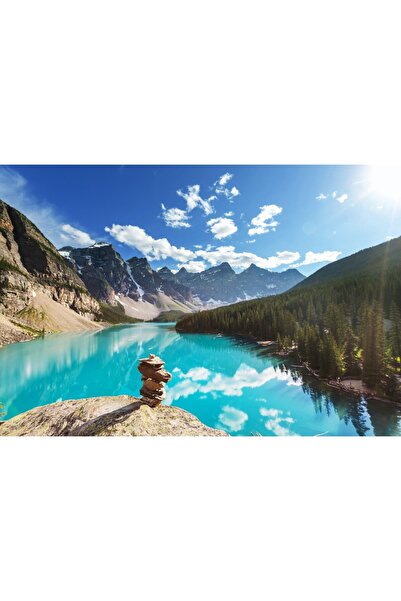 Zumzeria Tablou Canvas Munți cu o reflexie limpede minunată a lacului, 80x50c...