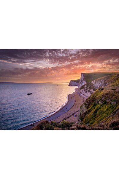 Zumzeria Canvas Tablou Stâncile Albe din Golful Lulworth din Anglia, 80x50cm,...