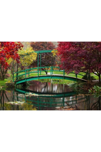 Zumzeria Pictură pe pânză Scenă frumoasă de pod de toamnă, 80x50cm, pictură p...