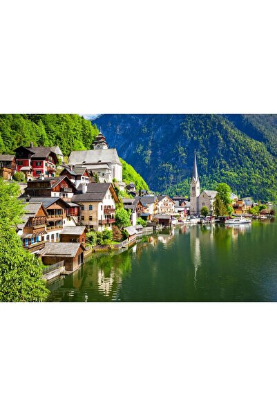 Zumzeria Таблоу платно Халщат на брега на езерото, 80x50см, tabuloucanvas1284