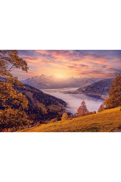 Zumzeria Pictură pe pânză Apus de soare peste munți, 80x50cm, tableaucanvas362,