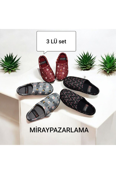 GEZER Papuci de casă pentru femei (SET DE 3) PAPUCI DE CASĂ MIXT GONDOLA PENT...