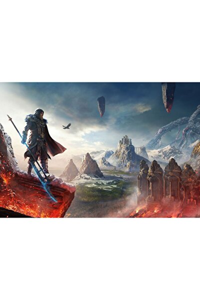 Zumzeria Tablou Canvas Assassins Creed Valhalla Dawn Of Ragnarok, 80x50cm, ta...
