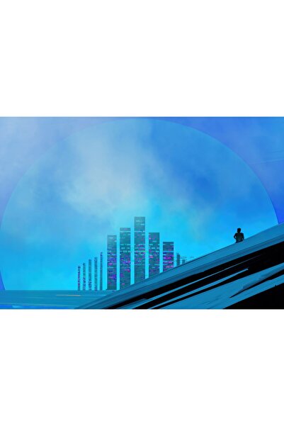 Zumzeria Pictură pe pânză Oraș Val Răsărit de soare, 80x50cm, tableau1492,