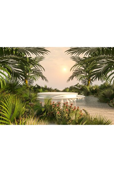Zumzeria Pictură pe pânză Soare peste pădure de palmieri, 80x50cm, canvas1085,