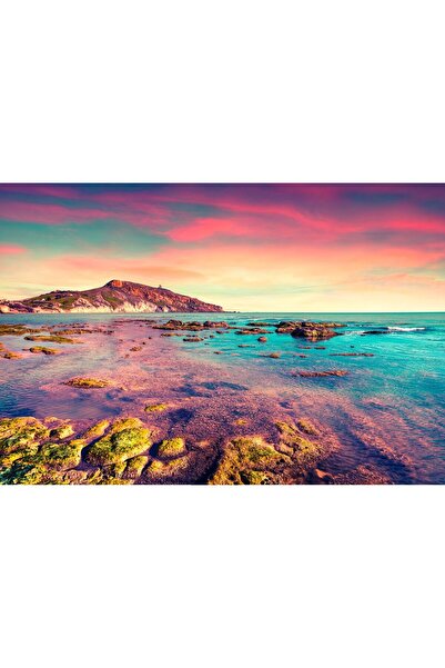 Zumzeria Pictură pe pânză Apus de soare vibrant pe mare, 80x50cm, canvas80,