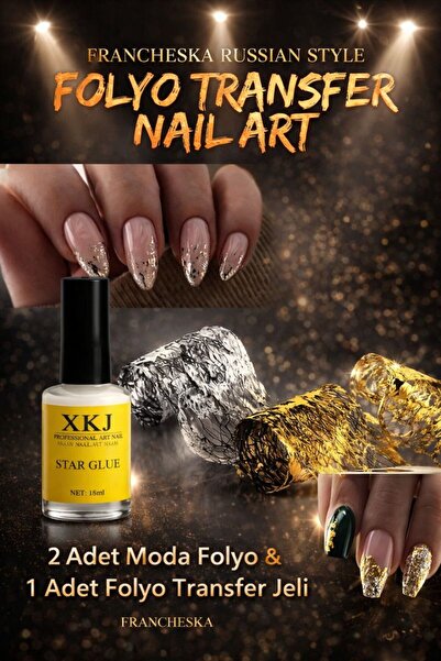 Francheska Tırnak Gümüş- Gold Folyo Tırnak Sanatı Süslemeleri Nail Art Dizayn...