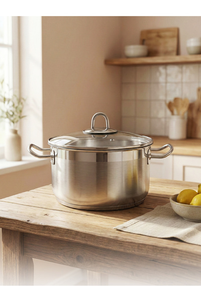 Hascevher Arbel 30X20 cm Steel Pot with Glass Lid