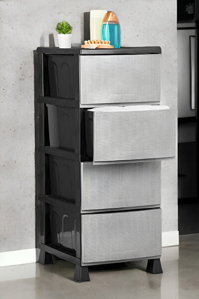 Genel Markalar Büyük Boy 4 Katlı Hasır Kapaklı Çok Amaçlı Şifonyer Sebzelik K...