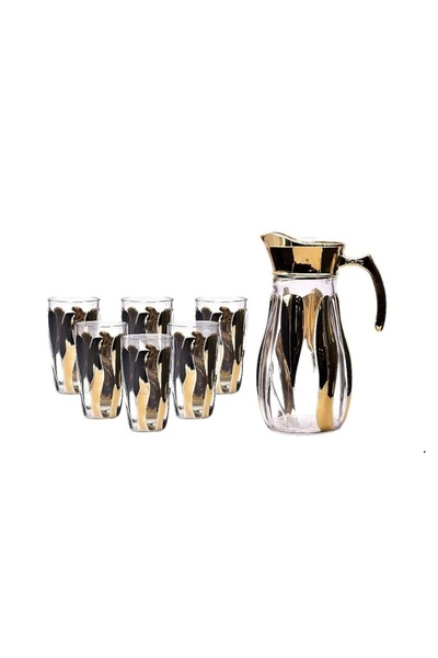 FINECCG طقم أدوات شرب مكون من 7 قطع - 6 أكواب (8 أونصة) وإبريق واحد، طقم تقدي...