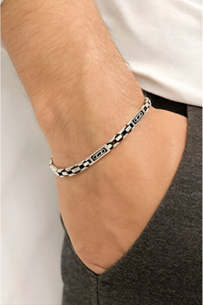 Siset Gümüş 925 Ayar Kral Desenli Erkek Gümüş Bileklik