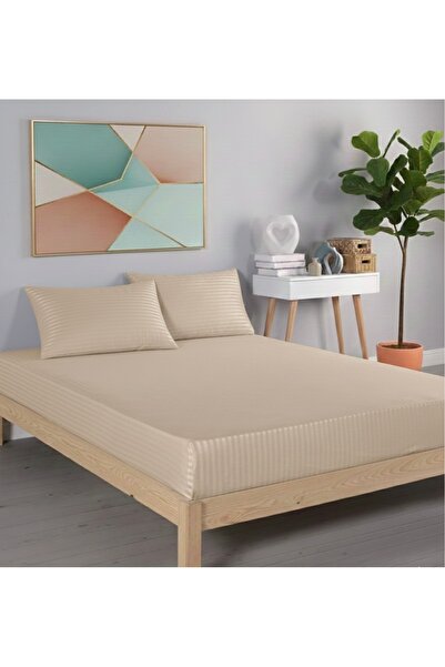 Marlenka Home Tex Striped Cotton Satin Fitted Bed Sheet Set