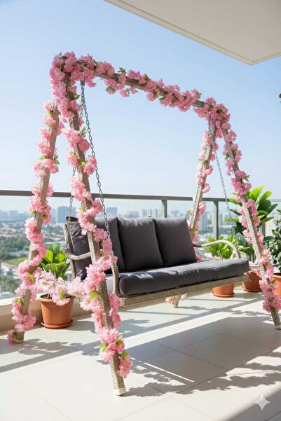 yapay çiçek evi Yapay Kiraz Çiçeği SakuraACIK PEMBE Salıncak Süsleme Vitrin D...