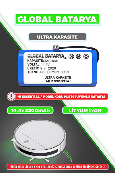GLOBAL BATARYA Xiaomi Mi Vacuum Mop G1 2in1 Essential Robot Süpürge Bataryası...