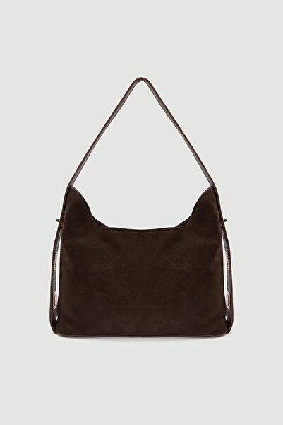 Gusto حقيبة من جلد الغزال مع حزام قابل للتعديل - بني