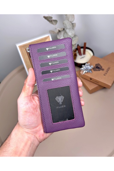 Fil Deri Genuine Leather Long Card Holder with Coin Compartment 2127