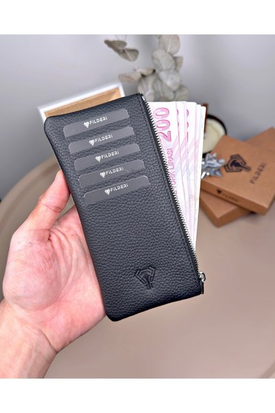 Fil Deri Genuine Leather Long Card Holder with Coin Compartment 2127
