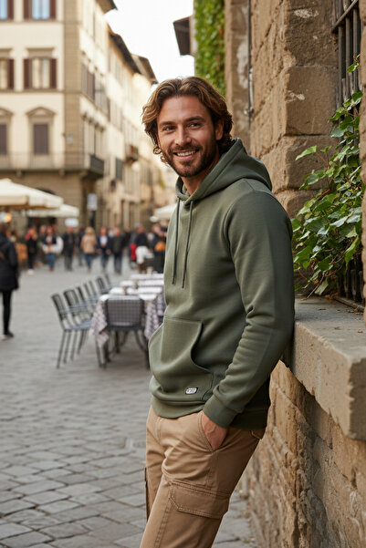 Buratti Ανδρικό φούτερ με κουκούλα κανονικής εφαρμογής, με τσέπη καγκουρό, μα...