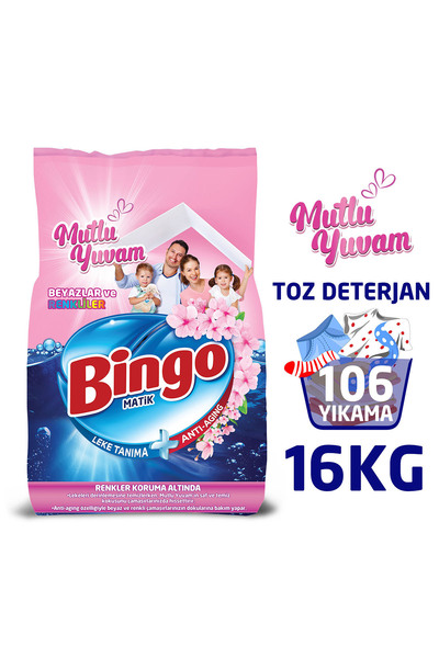 Bingo Matik 8 kg Mutlu Yuvam Renkliler ve Beyazlar Toz Çamaşır Deterjanı Ekon...