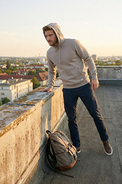 Buratti Ανδρικό φούτερ με κουκούλα κανονικής εφαρμογής, με τσέπη καγκουρό, μα...