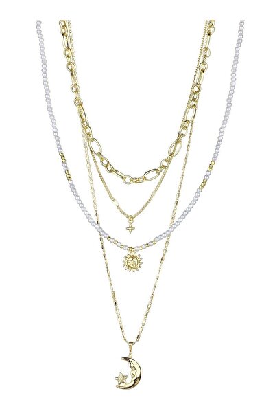 Klips Concept Yıldız Ay ve Güneş Dörtlü Zincir Kolye Seti