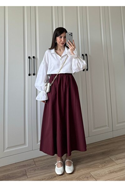 Gülmude Fusta lungă cu talie elastică - Buzunar din flanel - Sezon (90CM)